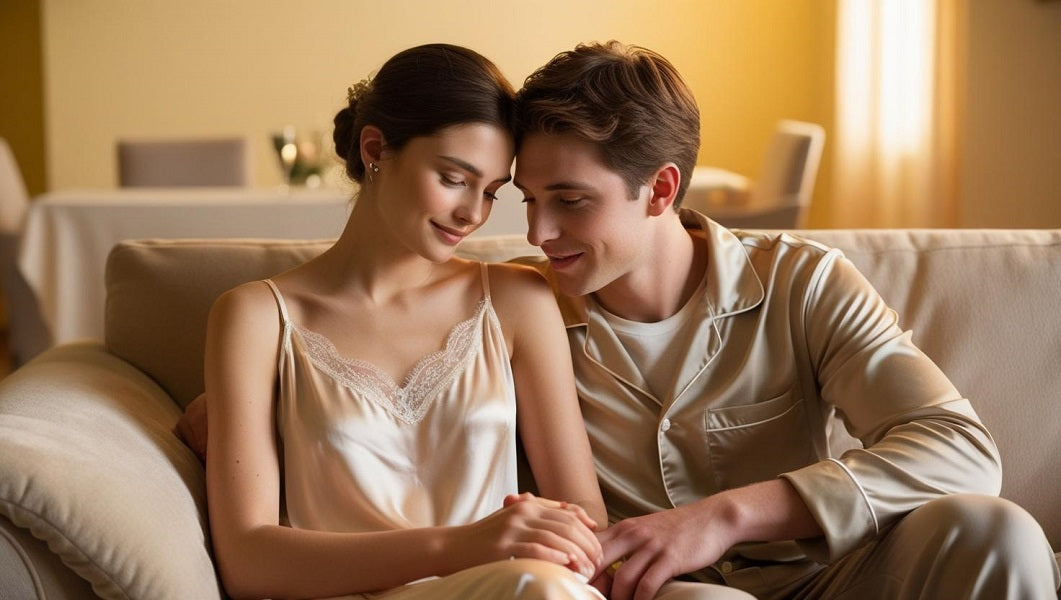 A couple wearing sexy lingerie