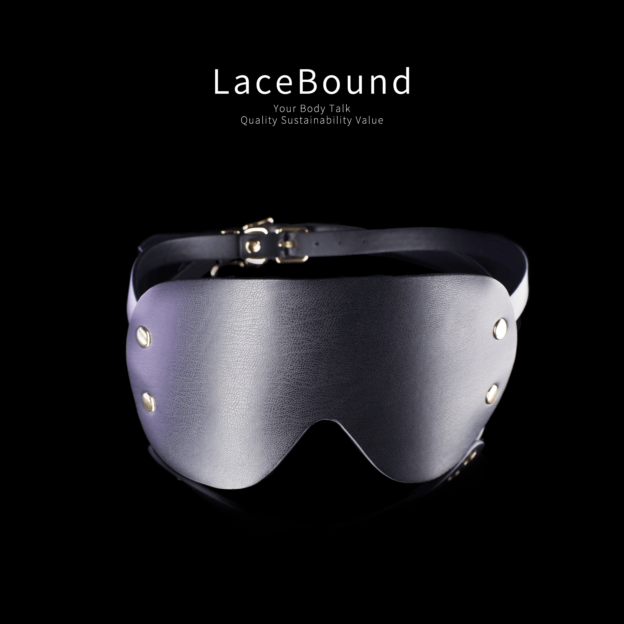 Premium Black Leather BDSM Blindfold – Adjustable Sensory Deprivation Eye Mask