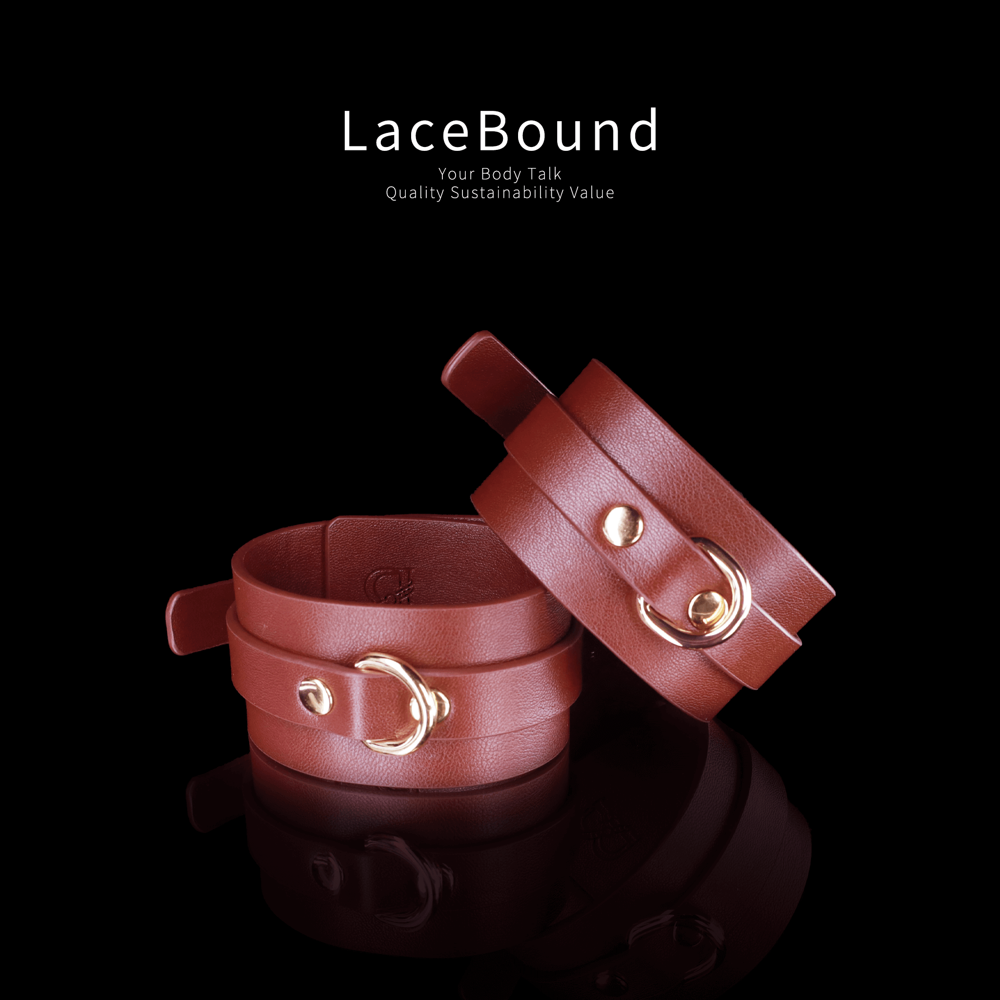 LaceBound Leather BDSM Handcuffs & Ankle Cuffs – Adjustable Bondage Kit for Sensory Play