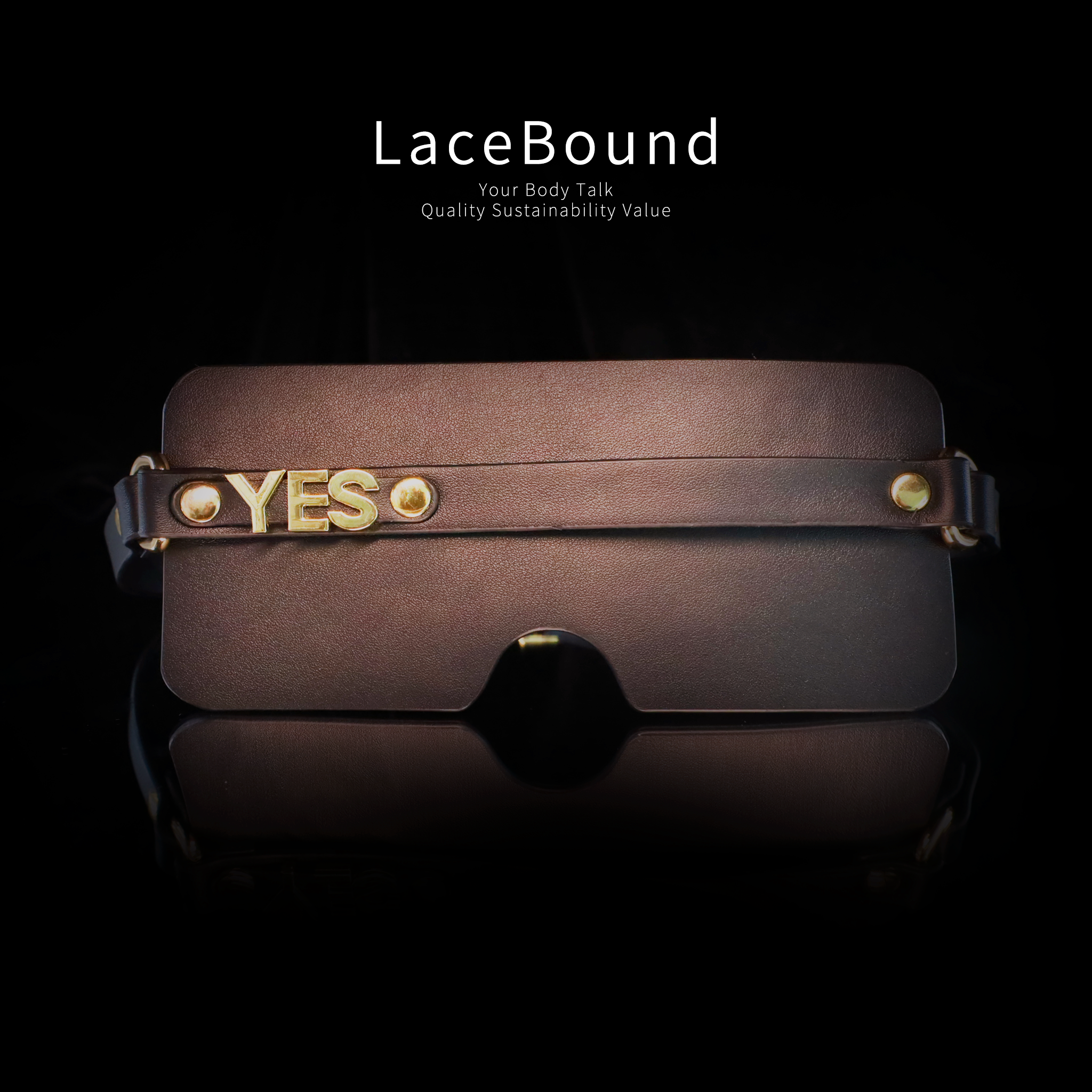 LaceBound YES Letter Leather Blindfold – A Must-Have for Sensory Deprivation in BDSM Play