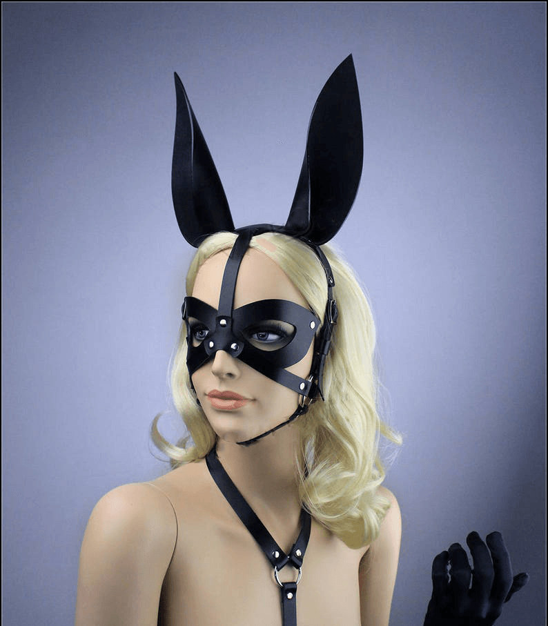 BDSM Rabbit Ear Mask with Adjustable Straps for Sensual Roleplay and Fantasy Play