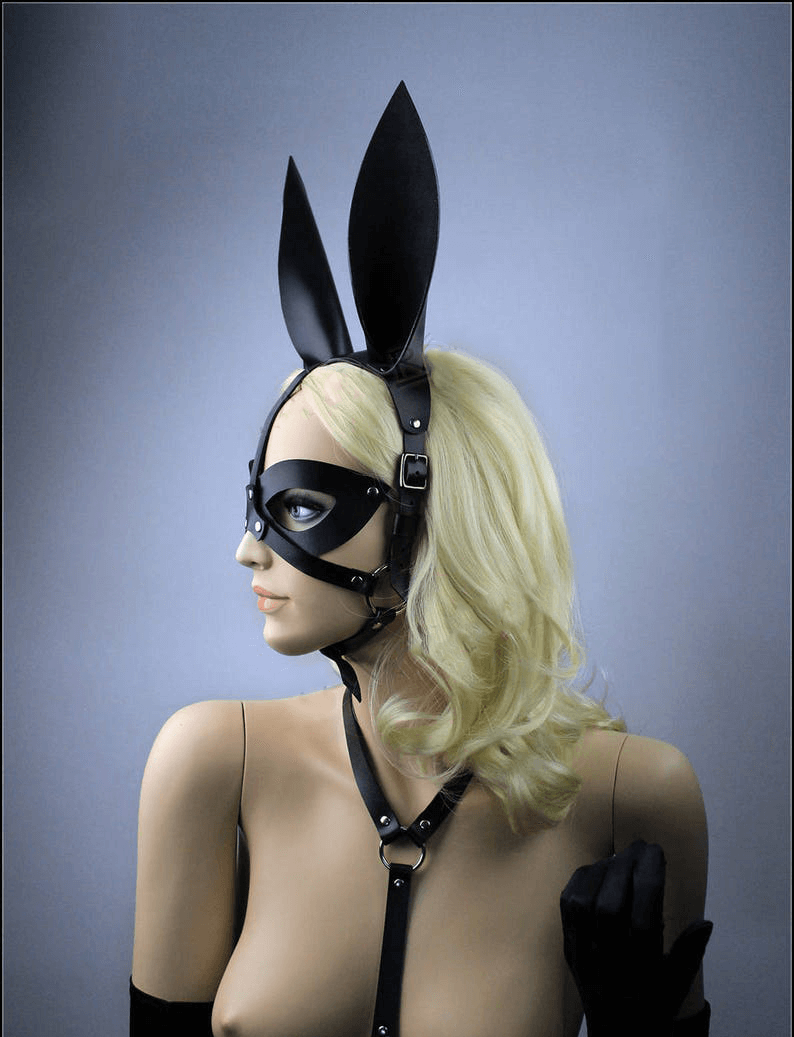 BDSM Rabbit Ear Mask with Adjustable Straps for Sensual Roleplay and Fantasy Play