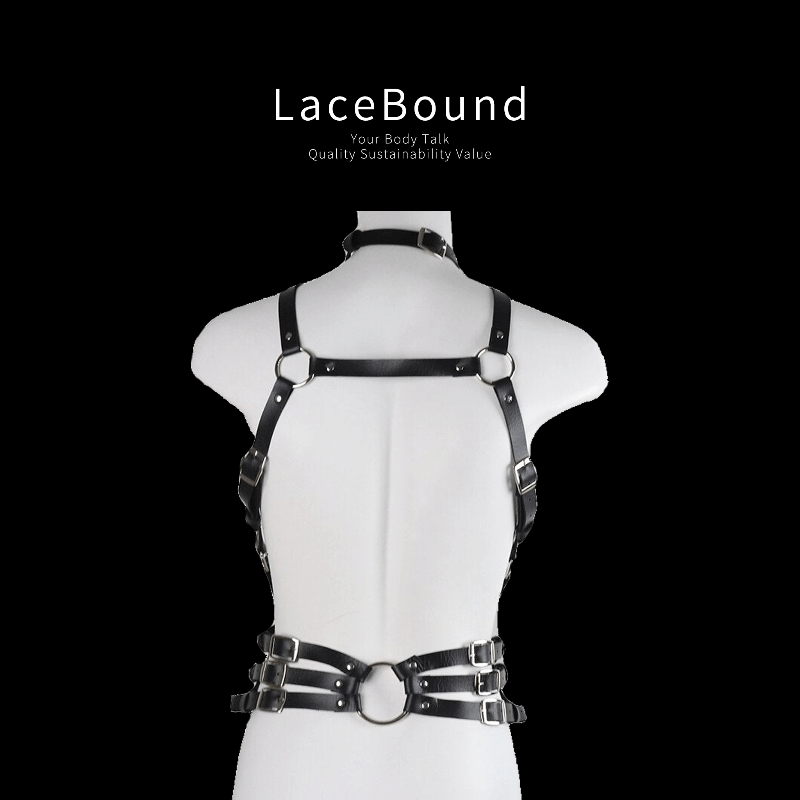 BDSM bondage belt Neck and Waist Harness with Chains – Bold Torso Restraint