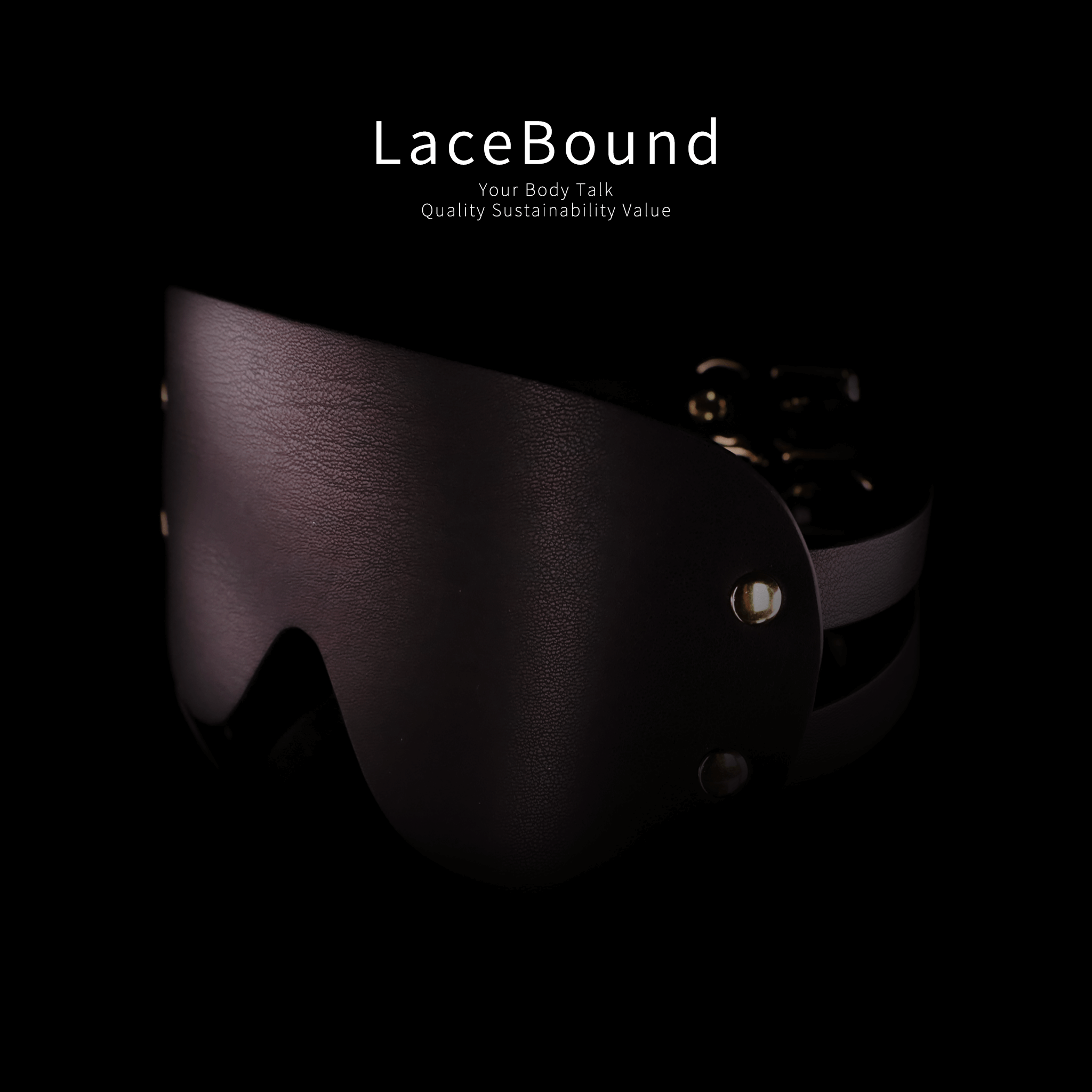 Premium Black Leather BDSM Blindfold – Adjustable Sensory Deprivation Eye Mask