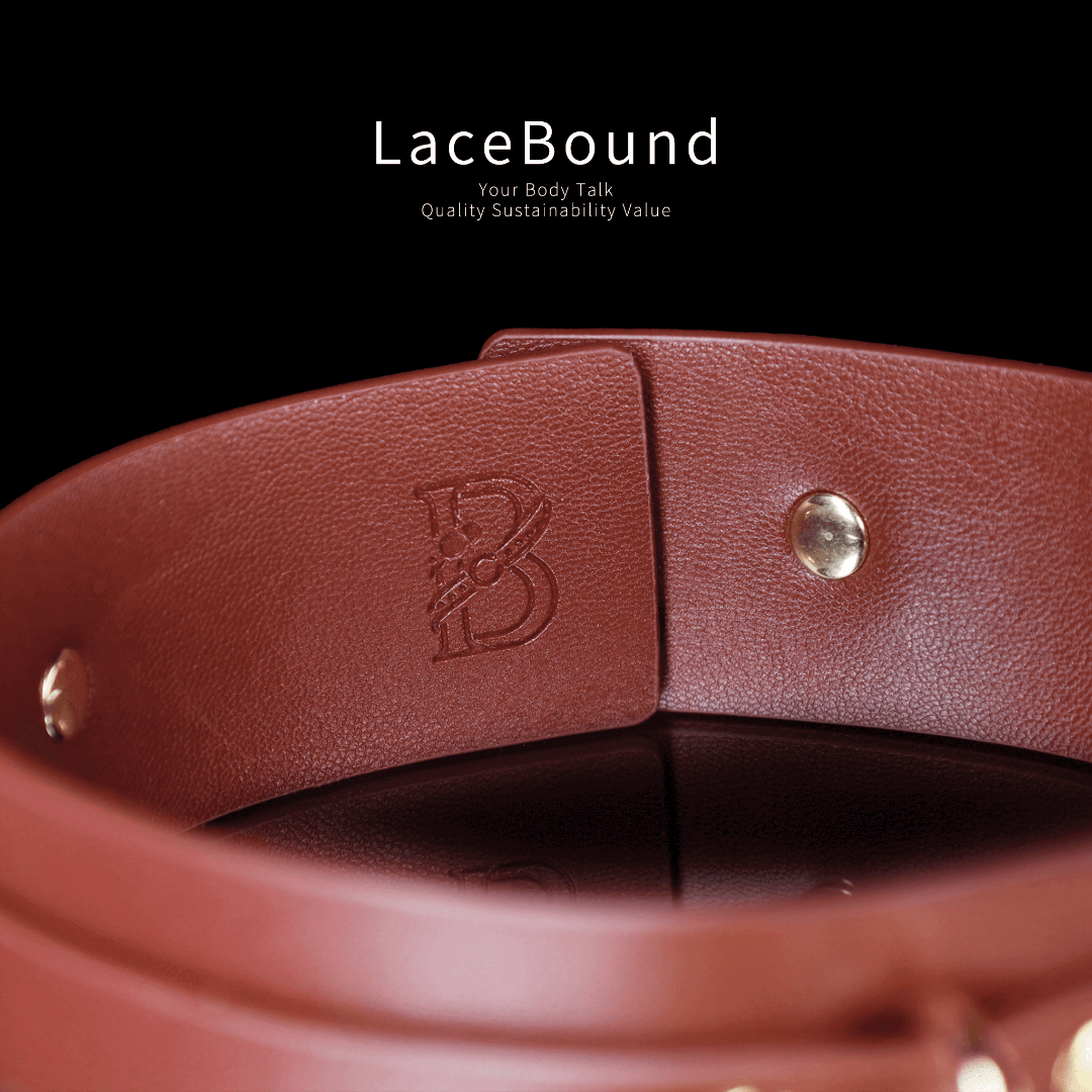 LaceBound Leather BDSM Collar with Chain Leash – Perfect for Sensual Control and Bondage Play