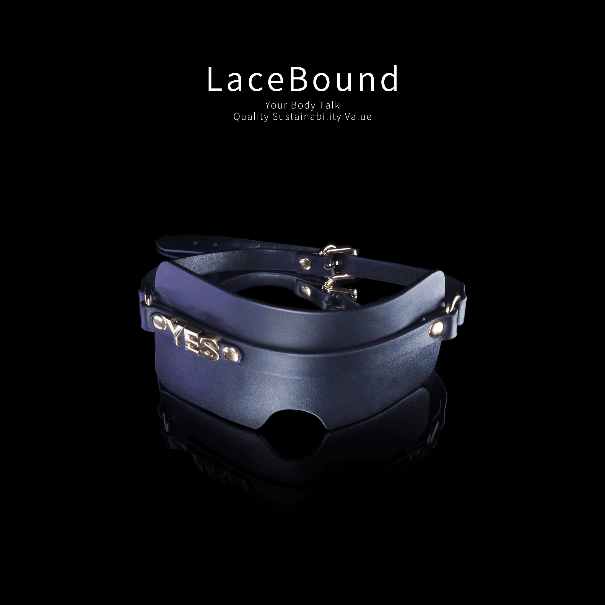 LaceBound YES Letter Leather Blindfold – A Must-Have for Sensory Deprivation in BDSM Play