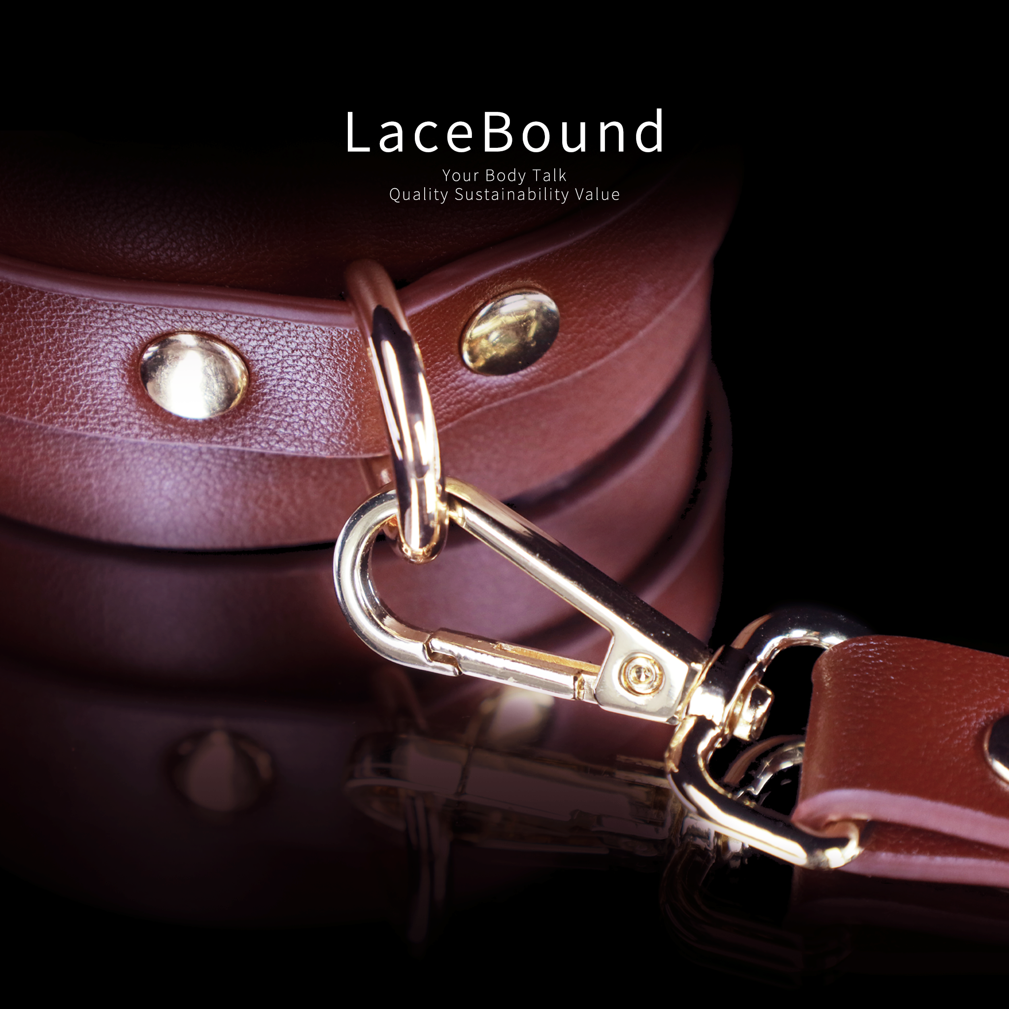 LaceBound Leather BDSM Handcuffs & Ankle Cuffs – Adjustable Bondage Kit for Sensory Play