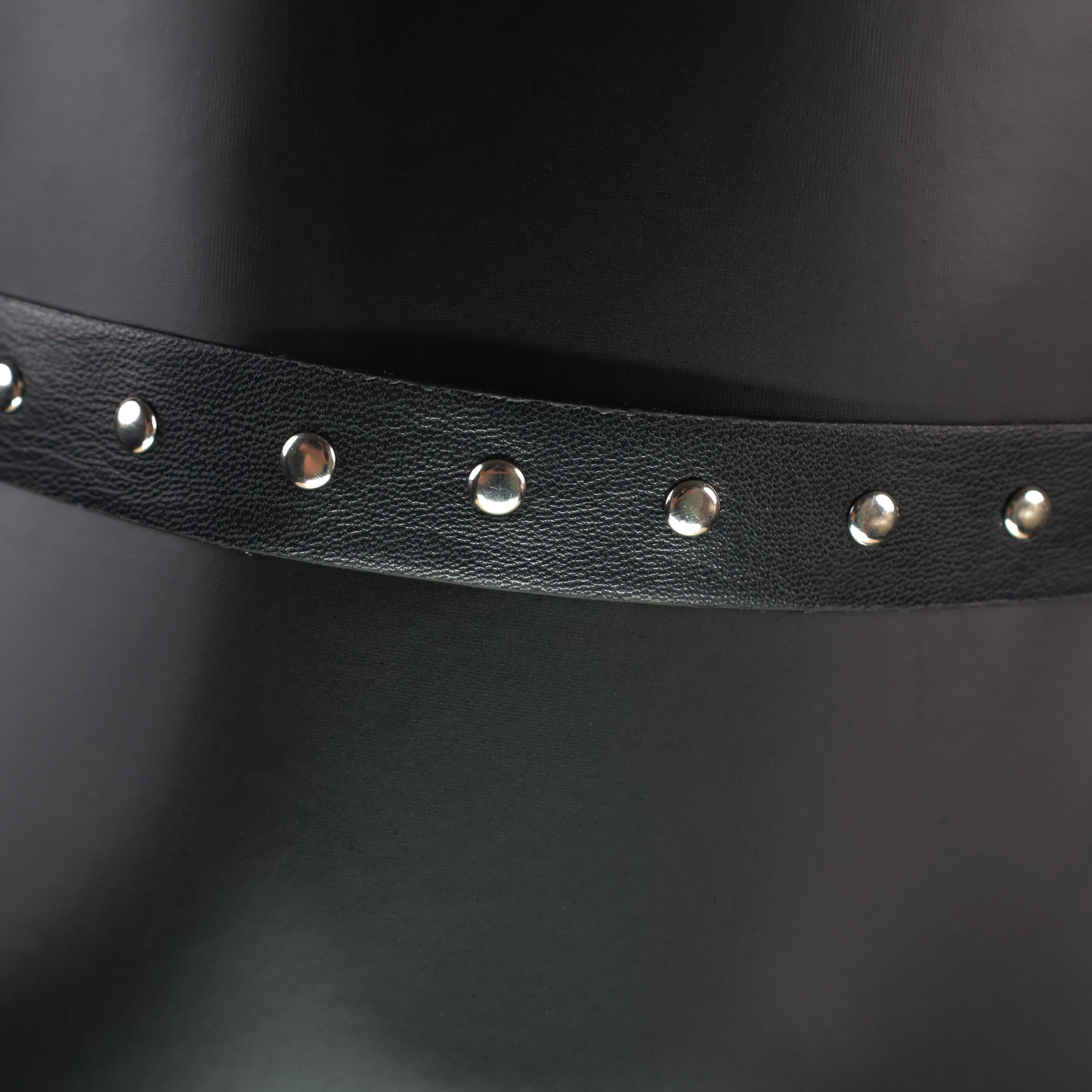 Black Leather Corset Bodysuit with Diamond Belt and Sleeves