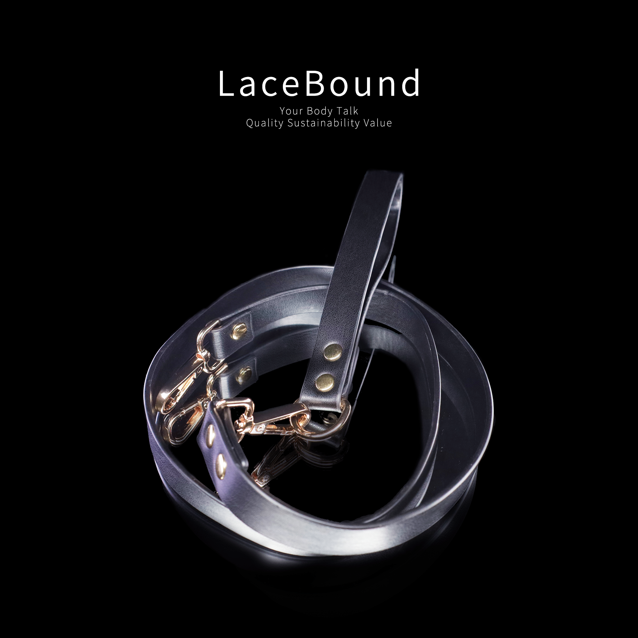 LaceBound Black Leather Bdsm Collar with Leash – Sensual Restraint for BDSM Play