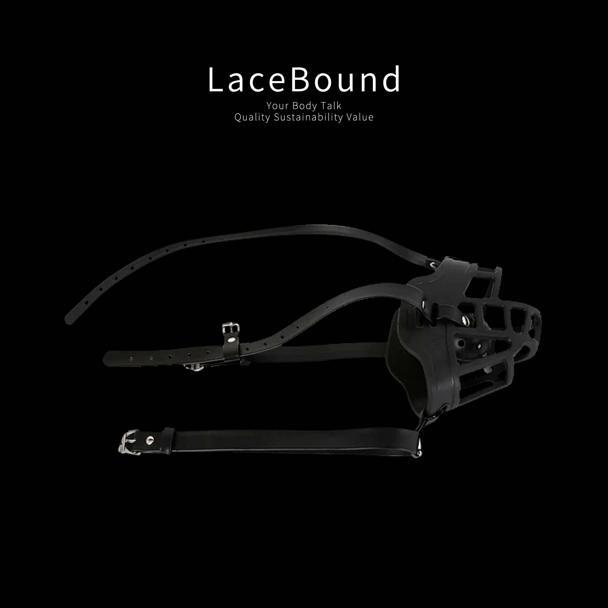 Dog muzzle BDSM mask with ball gag and adjustable straps, constructed from premium faux leather for a secure, comfortable fit, perfect for intense pet play and bondage roleplay scenarios.