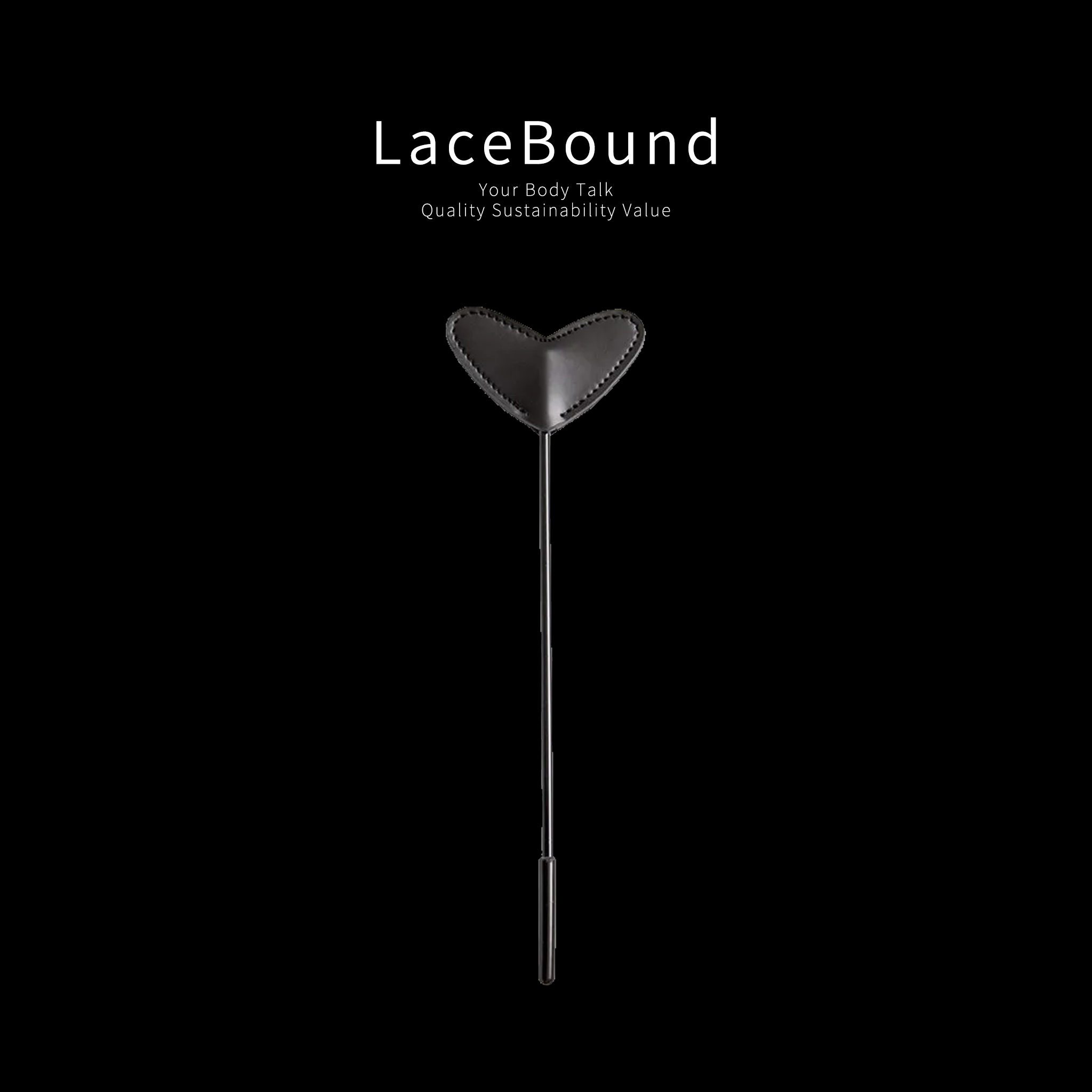 Heart-shaped BDSM whip playful spanking toy, featuring a soft faux leather heart tip and a durable handle, ideal for gentle teasing and flirty impact play in intimate BDSM sessions.