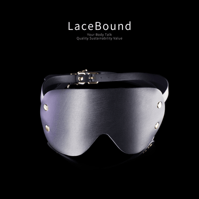 Premium Black Leather BDSM Blindfold – Adjustable Sensory Deprivation Eye Mask