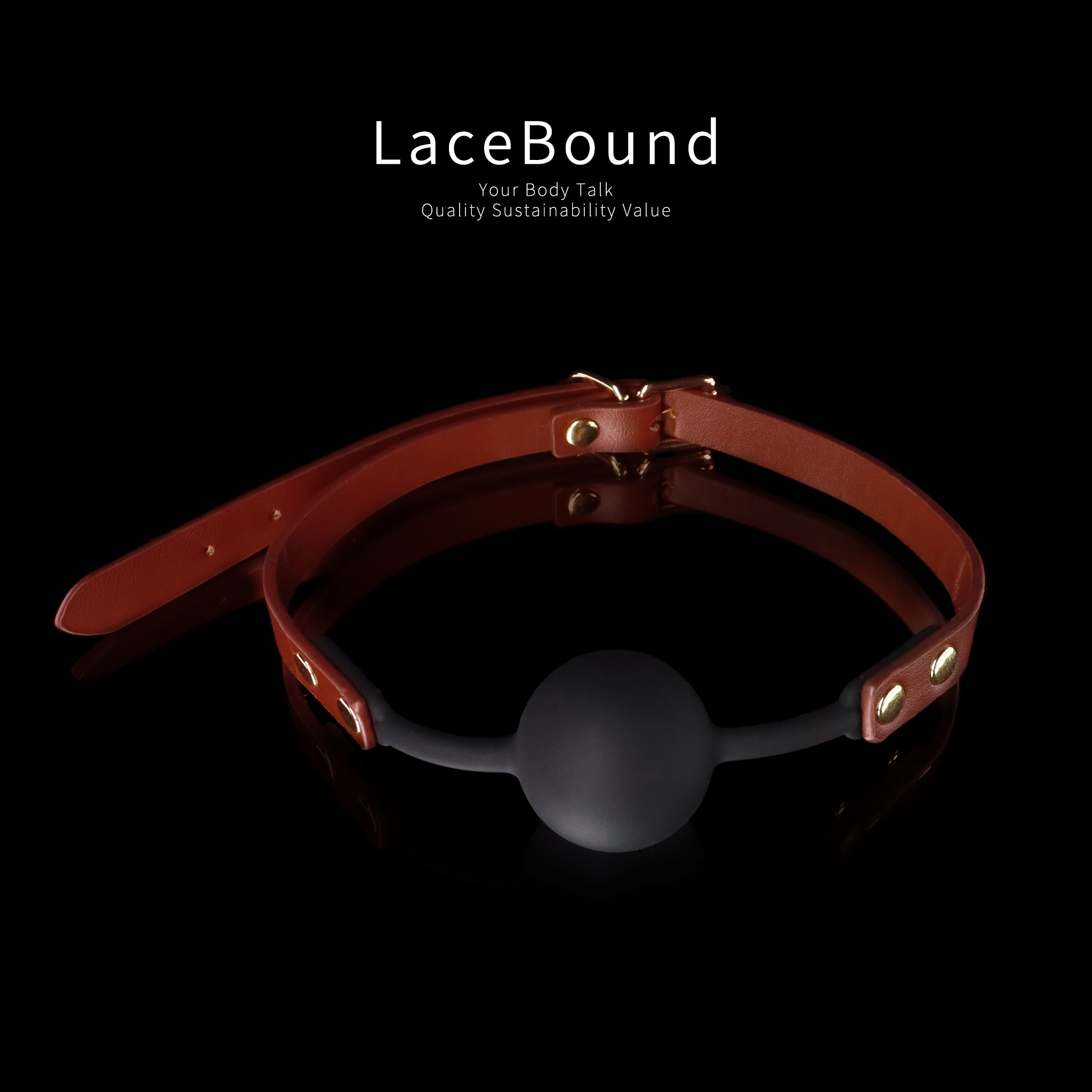 Classic BDSM Ball Gag with Silicone Mouthpiece – Adjustable Leather Strap