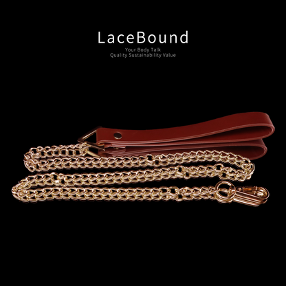 Luxury BDSM Collar with Gold Leash – PU Leather Neck Restraint for Dominant Play