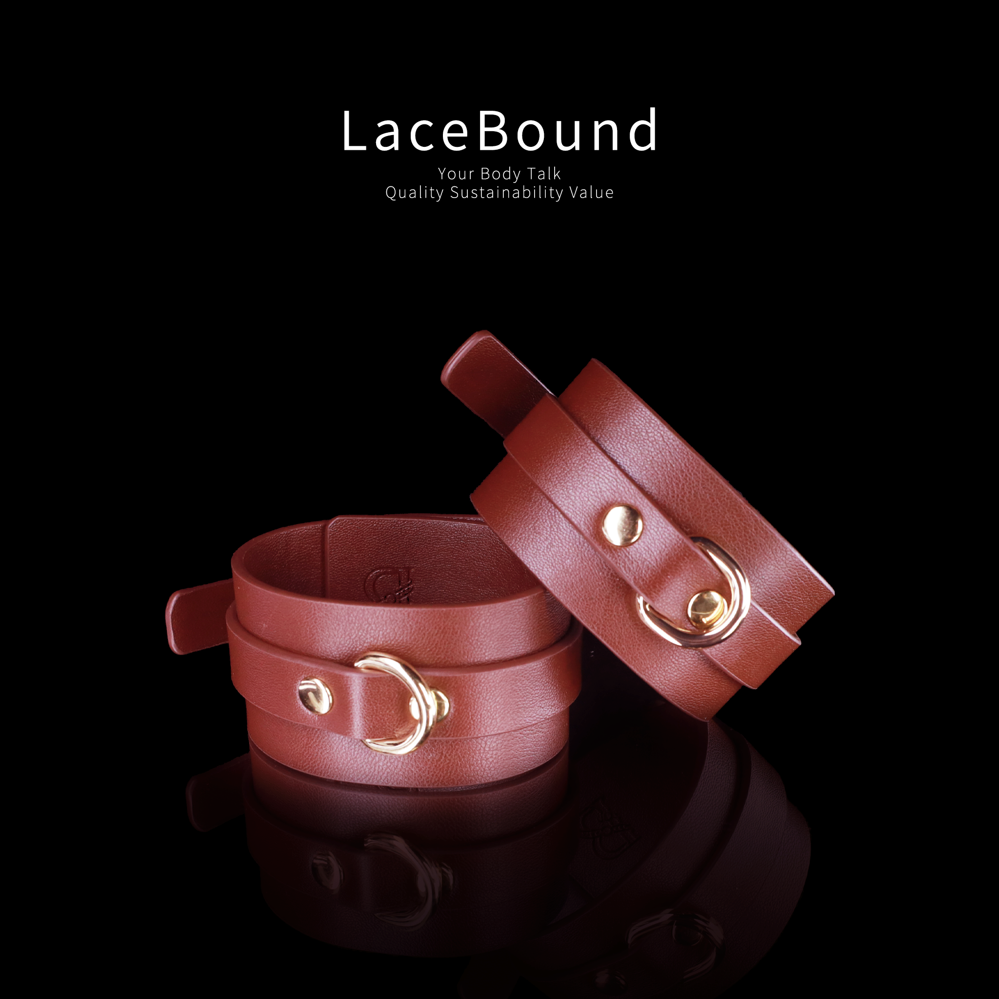 LaceBound Leather BDSM Handcuffs & Ankle Cuffs – Adjustable Bondage Kit for Sensory Play