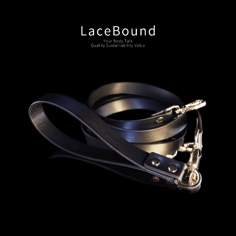 LaceBound Black Leather Bdsm Collar with Leash – Sensual Restraint for BDSM Play