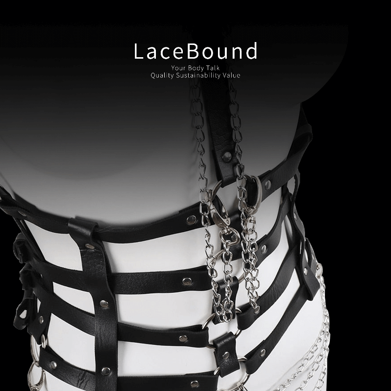 BDSM bondage belt Neck and Waist Harness with Chains – Bold Torso Restraint