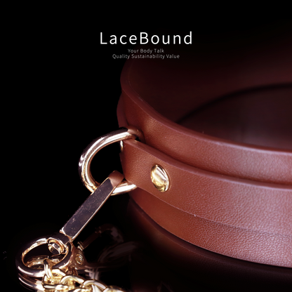 LaceBound Leather BDSM Collar with Chain Leash – Perfect for Sensual Control and Bondage Play