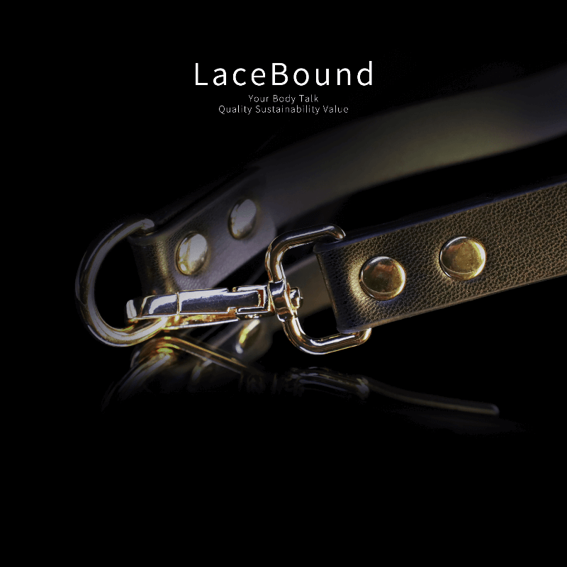 LaceBound Black Leather Bdsm Collar with Leash – Sensual Restraint for BDSM Play