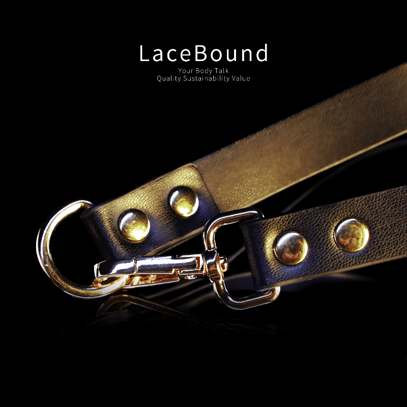LaceBound Black Leather Bdsm Collar with Leash – Sensual Restraint for BDSM Play