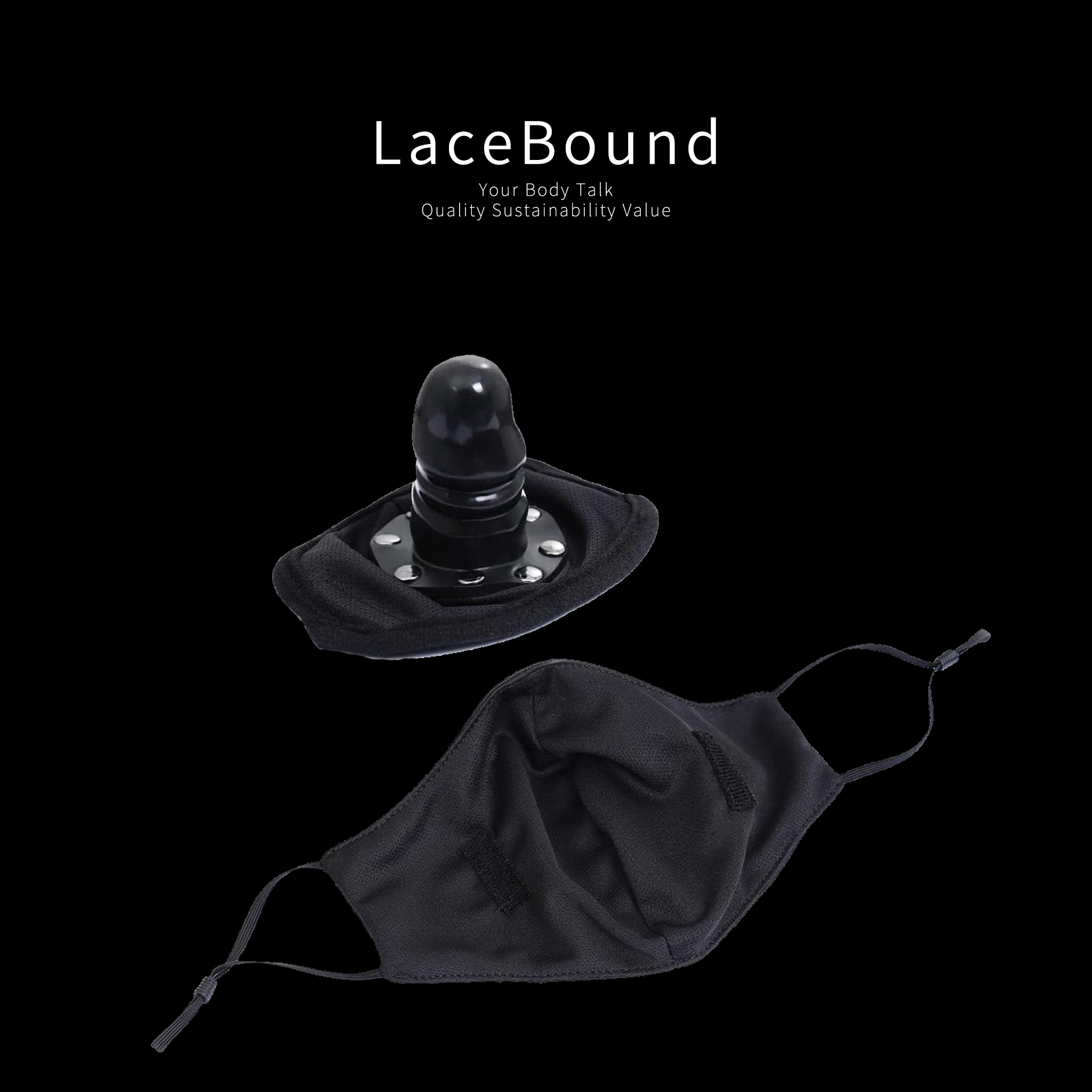 Discreet BDSM Face Mask with Hidden Dildo Gag for Roleplay