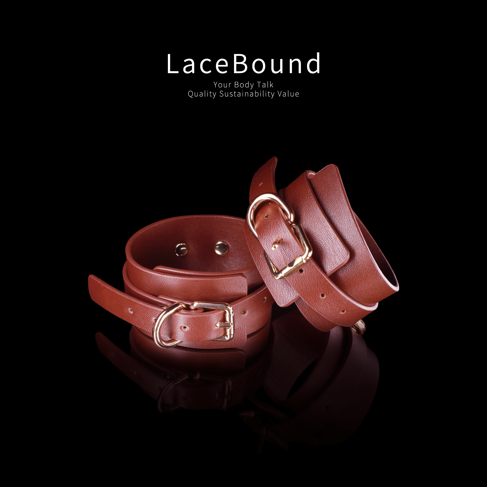 LaceBound Leather BDSM Handcuffs & Ankle Cuffs – Adjustable Bondage Kit for Sensory Play