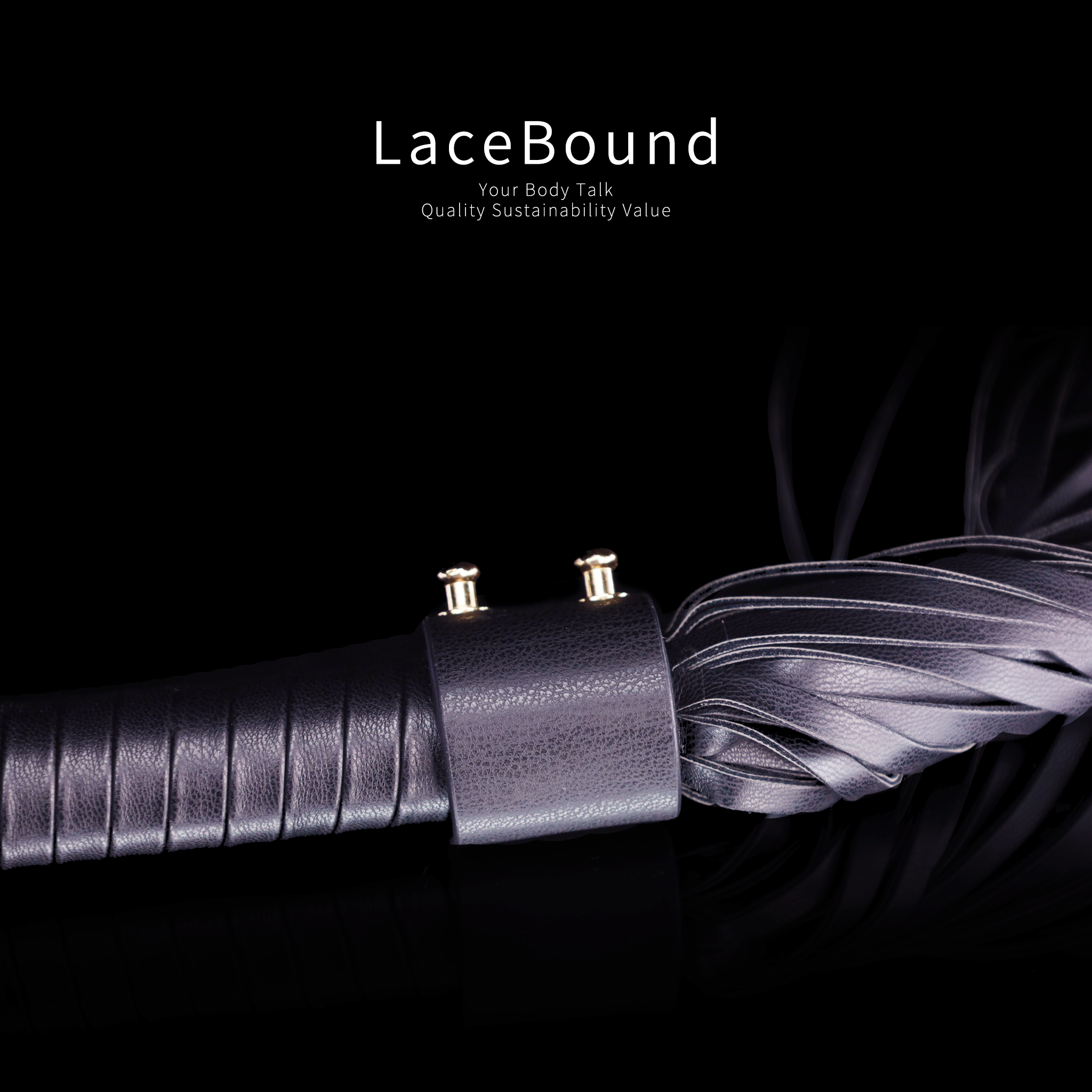 LaceBound Black Leather BDSM Whip – Unleash Sensual Power with Precision and Elegance