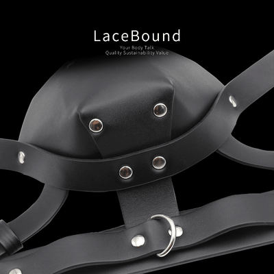 BDSM Mask with Integrated Head Harness and Ball Gag for Roleplay and Bondage