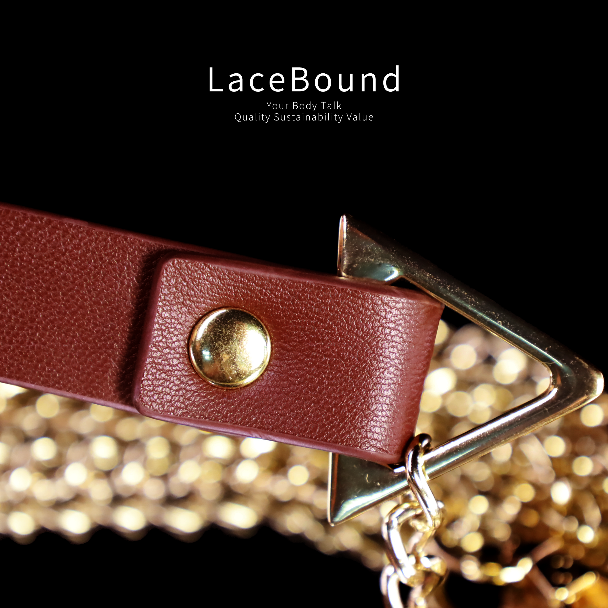 Luxury BDSM Collar with Gold Leash – PU Leather Neck Restraint for Dominant Play