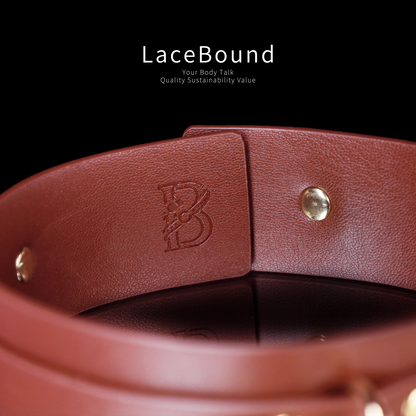 LaceBound Leather BDSM Collar with Chain Leash – Perfect for Sensual Control and Bondage Play