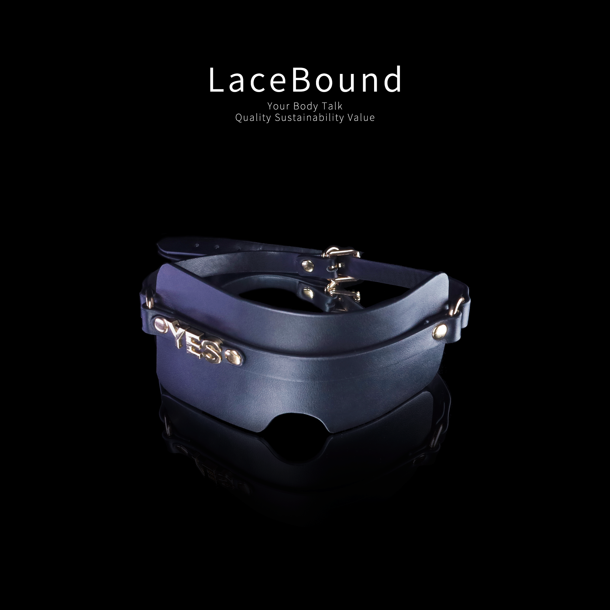 LaceBound YES Letter Leather Blindfold – A Must-Have for Sensory Deprivation in BDSM Play