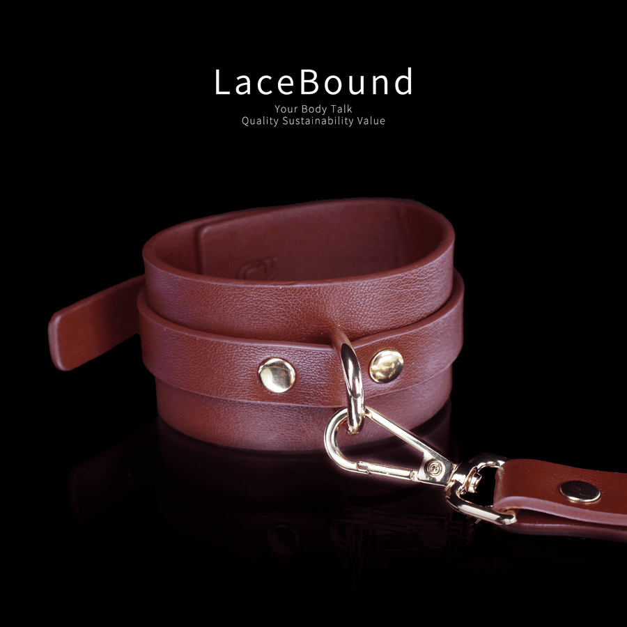 LaceBound Leather BDSM Handcuffs & Ankle Cuffs – Adjustable Bondage Kit for Sensory Play