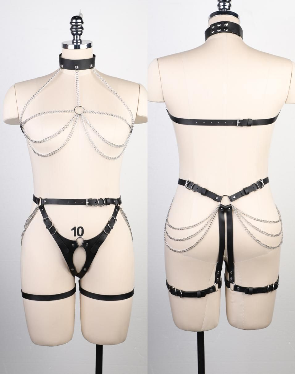 Exquisite Metal Chain Bondage Kit with Adjustable Belt Set for Sensual Play