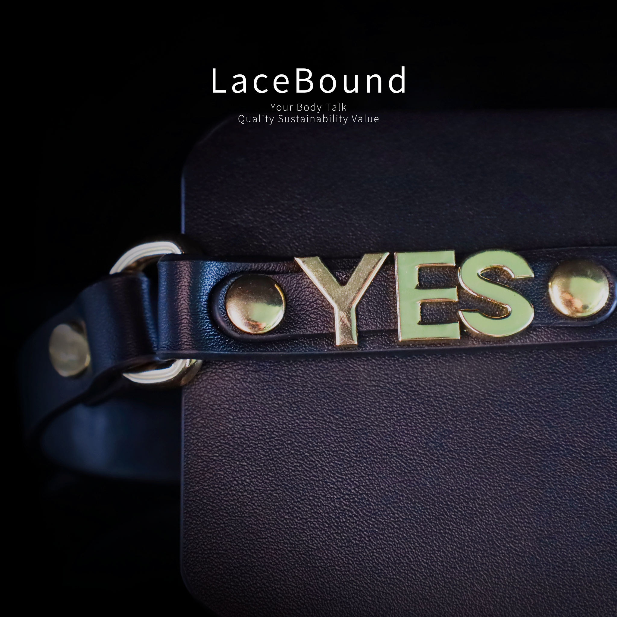 LaceBound YES Letter Leather Blindfold – A Must-Have for Sensory Deprivation in BDSM Play