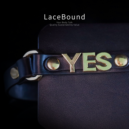 LaceBound YES Letter Leather Blindfold – A Must-Have for Sensory Deprivation in BDSM Play