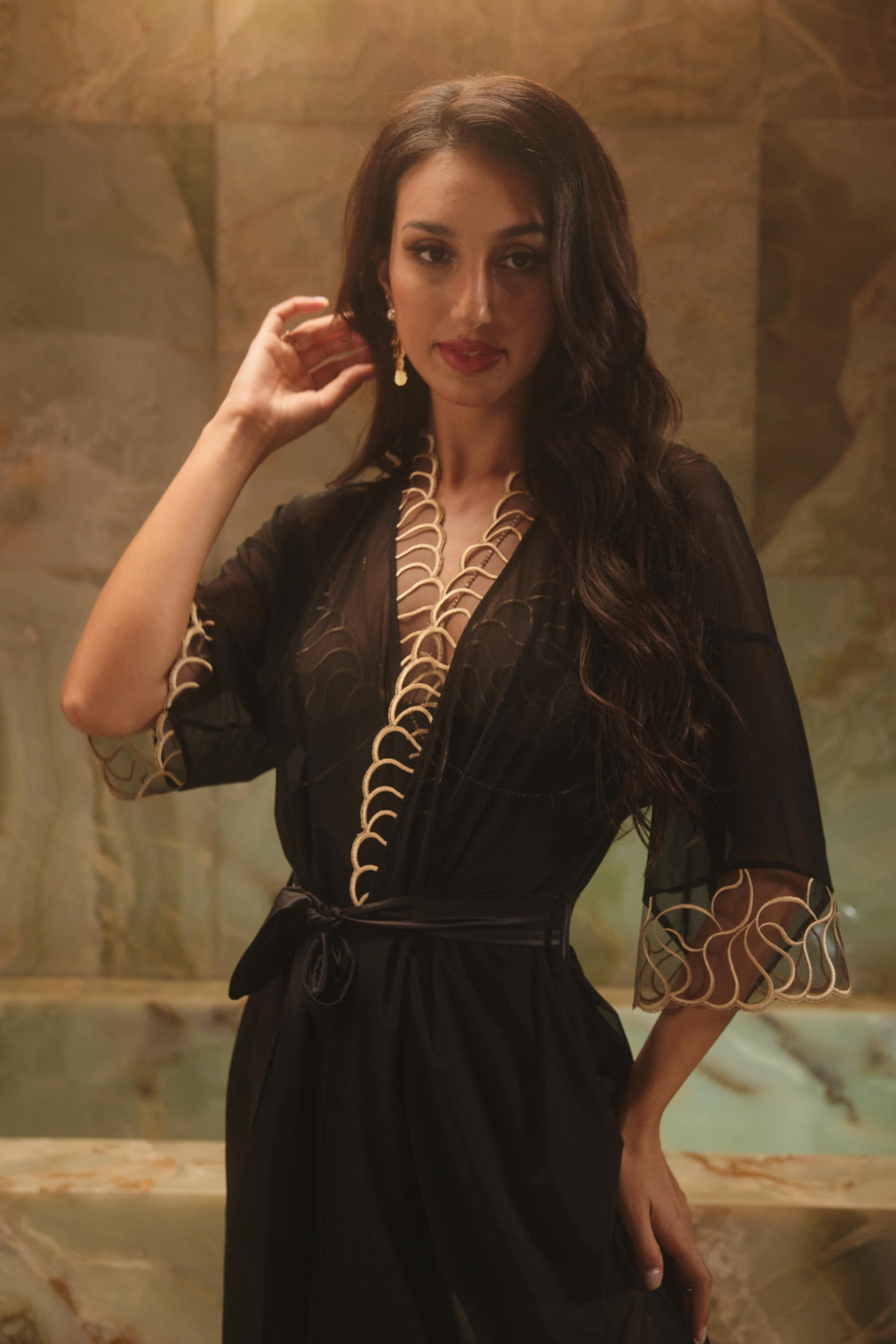 Elegant-Black-Lace-Dress-with-See-Through-Design-and-Gold-Embroidery-2