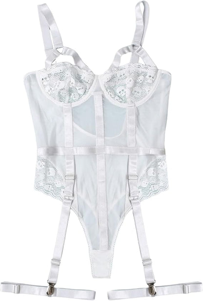 Black lace suspender corset with garter belt – seductive sexy lingerie