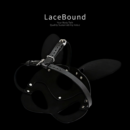 BDSM rabbit ear mask for sexy cosplay and bondage play, featuring glossy faux leather bunny ears and a comfortable, secure fit for playful and adventurous roleplay experiences.
