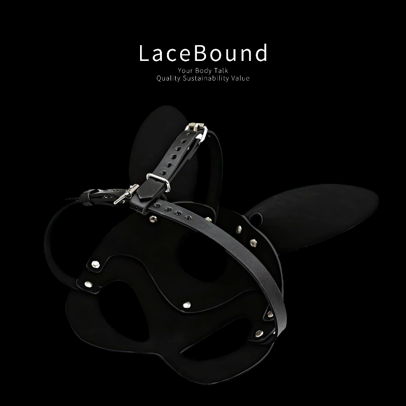 BDSM rabbit ear mask for sexy cosplay and bondage play, featuring glossy faux leather bunny ears and a comfortable, secure fit for playful and adventurous roleplay experiences.