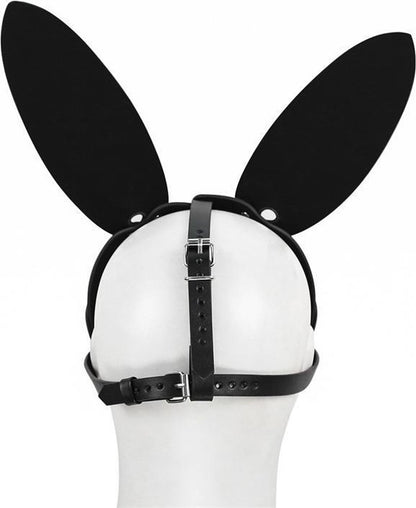 BDSM rabbit ear mask for sexy cosplay and bondage play, featuring glossy faux leather bunny ears and a comfortable, secure fit for playful and adventurous roleplay experiences.