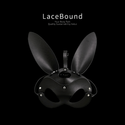 BDSM rabbit ear mask for sexy cosplay and bondage play, featuring glossy faux leather bunny ears and a secure, comfortable fit for adventurous and playful roleplay experiences.
