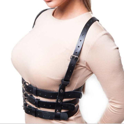 BDSM bondage belt Neck and Waist Harness with Chains – Bold Torso Restraint
