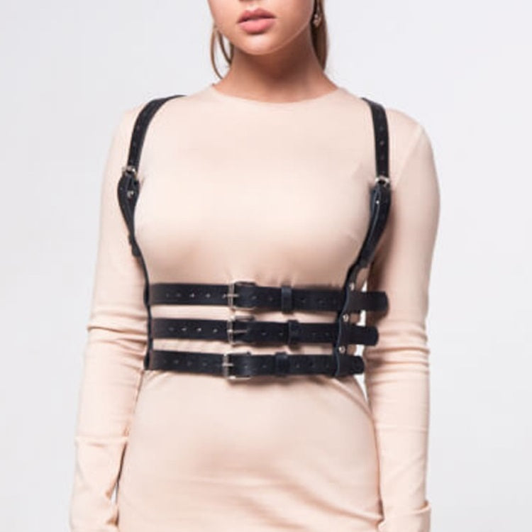 BDSM bondage belt Neck and Waist Harness with Chains – Bold Torso Restraint
