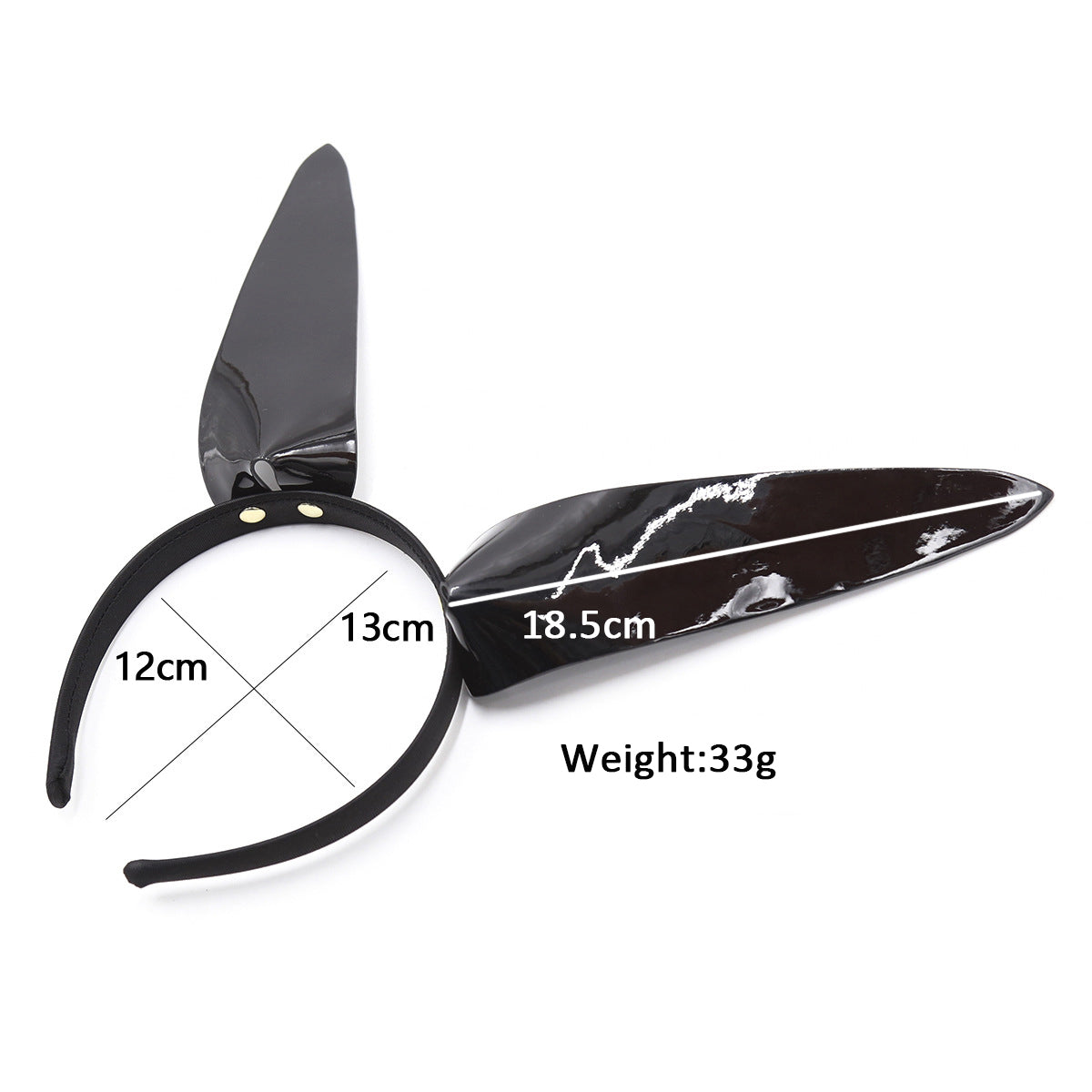Glossy Black Bunny Ear Headband for Roleplay and Costume Fun