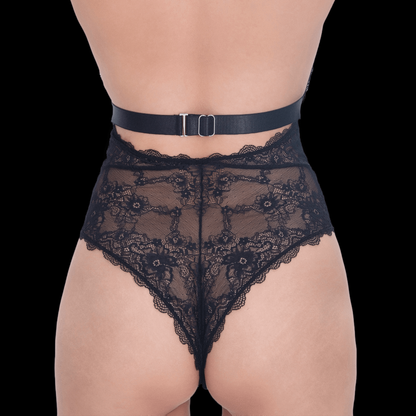 Black Lace Bodysuit with Deep V and Open Back – Sexy and Elegant Lingerie