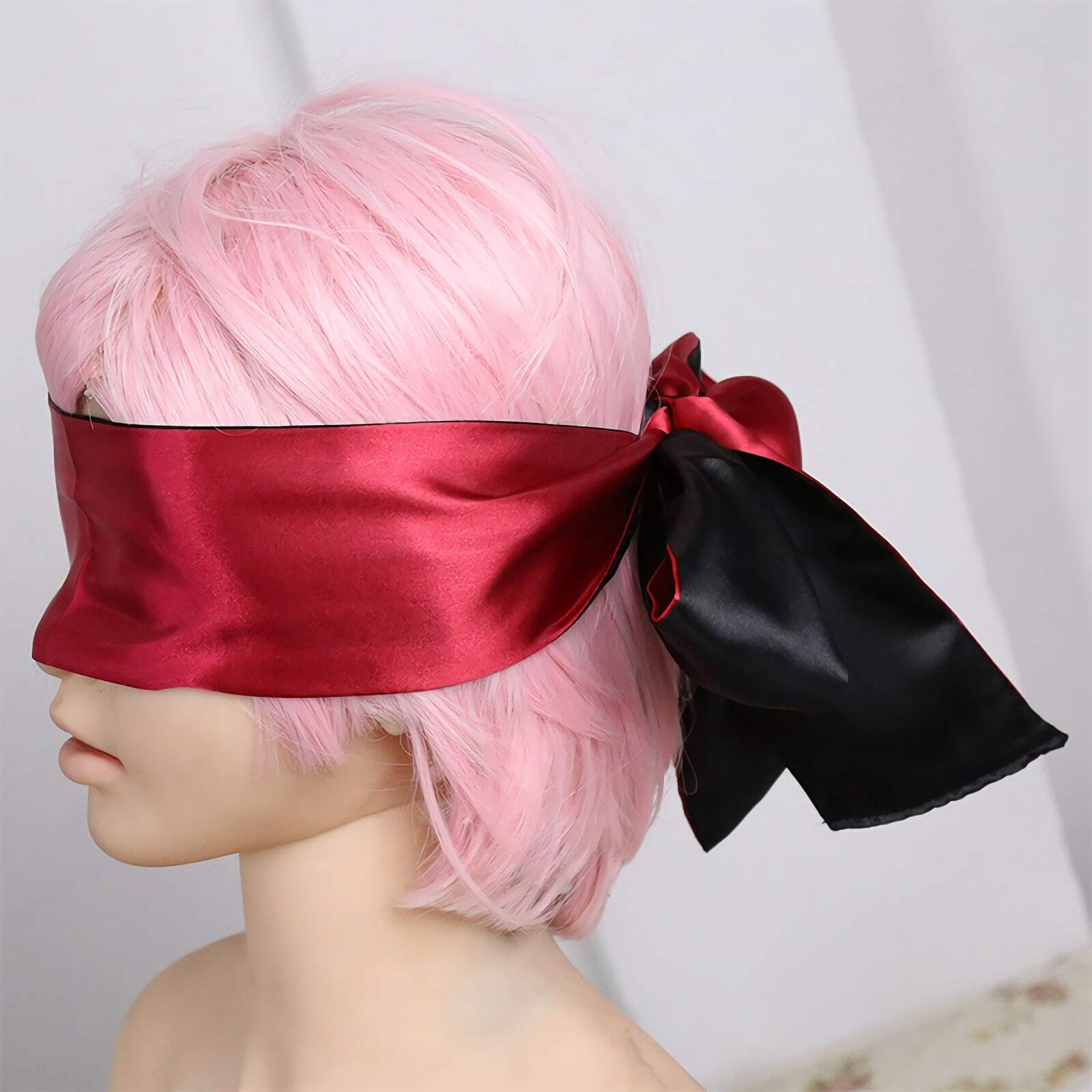Luxurious satin BDSM blindfold and elegant eye cover crafted from soft, premium satin fabric, offering a sensual, comfortable, and refined bondage experience.